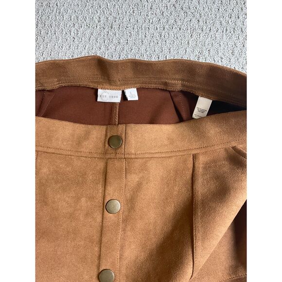 Faux‎ Suede Button-Front Skirt Brown Size L – EST 1946 - Picture 3 of 4